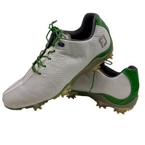 FootJoy DNA Golf Shoes Men White Green Leather Spiked Size 9.5